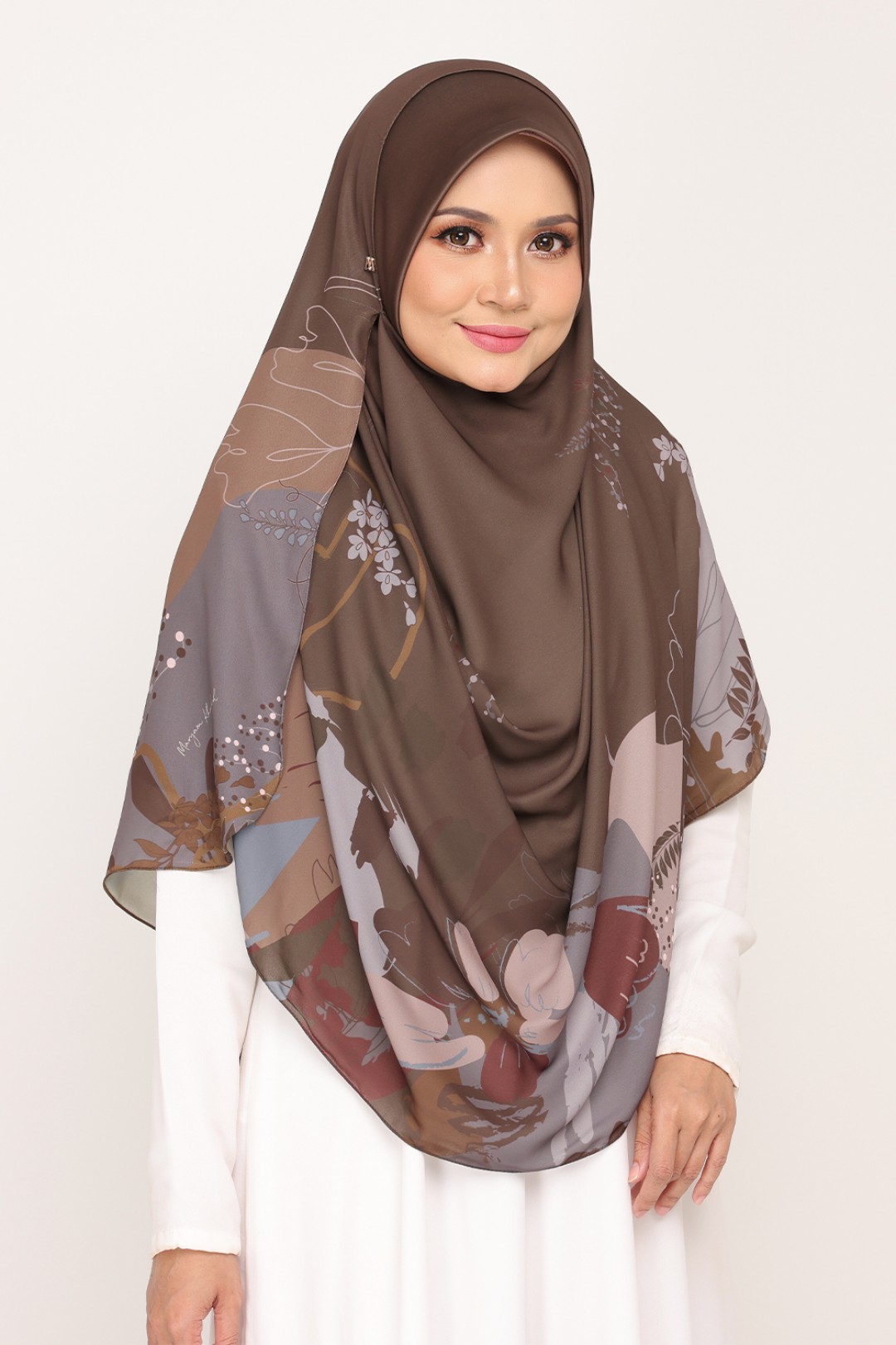 Long Shawl Printed Kiara Van Dyke Brown