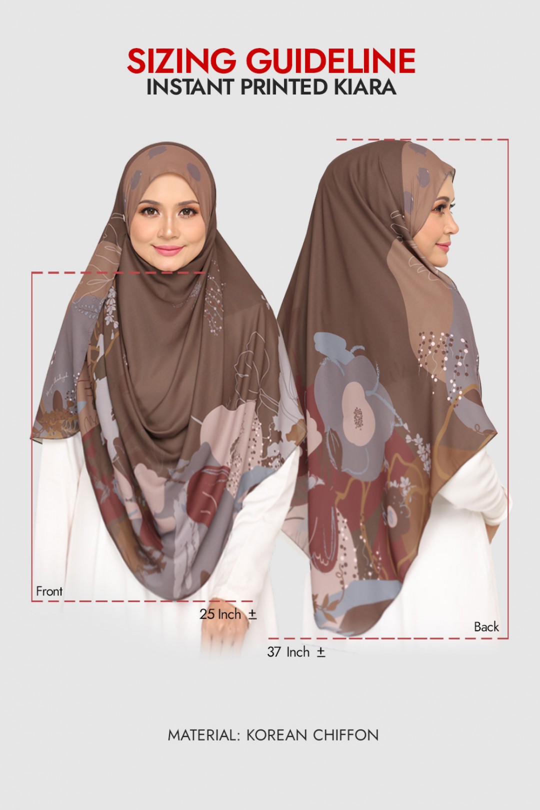 Instant Printed Kiara Khaki Ash