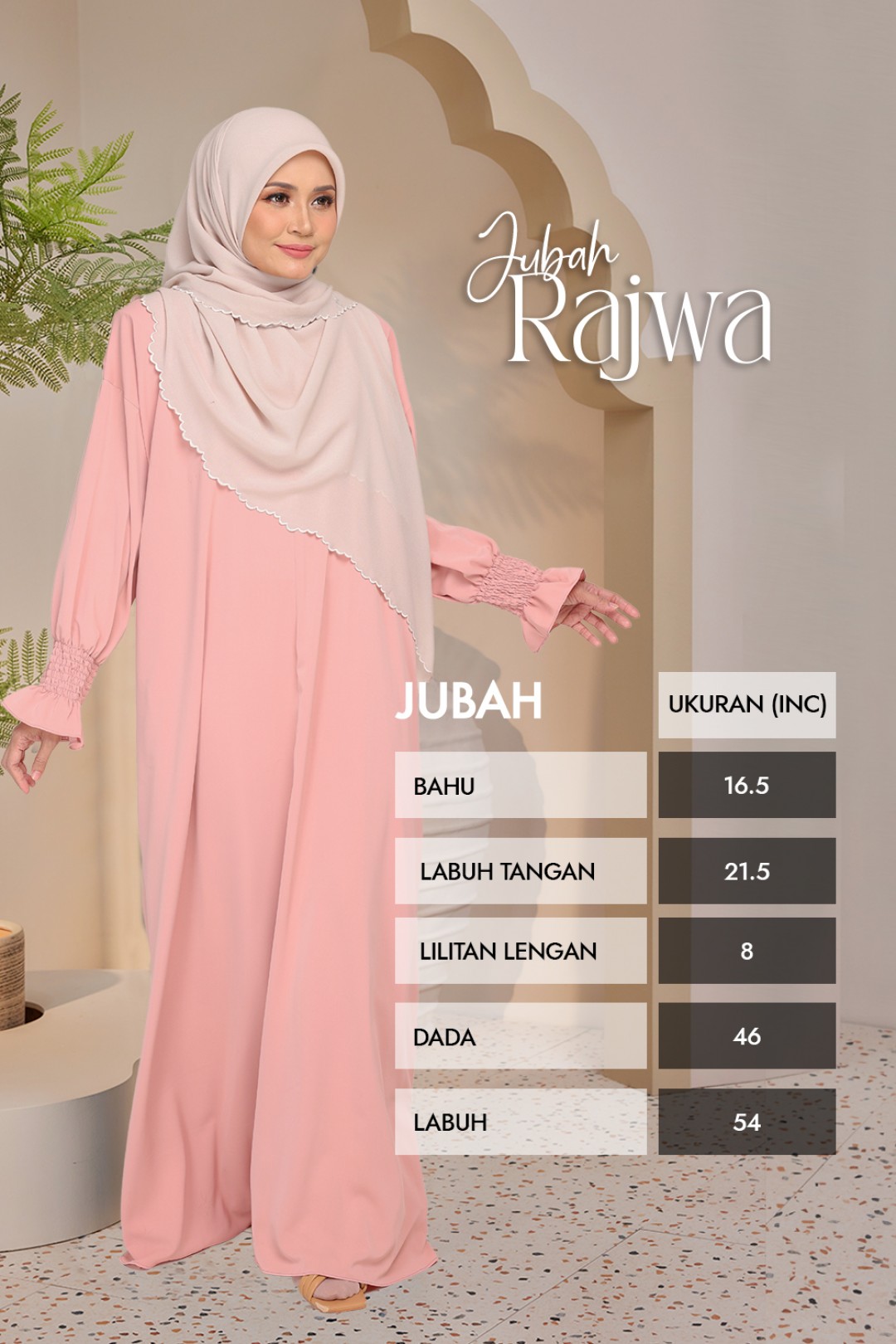 Mini Telekung Fatimah Coral White