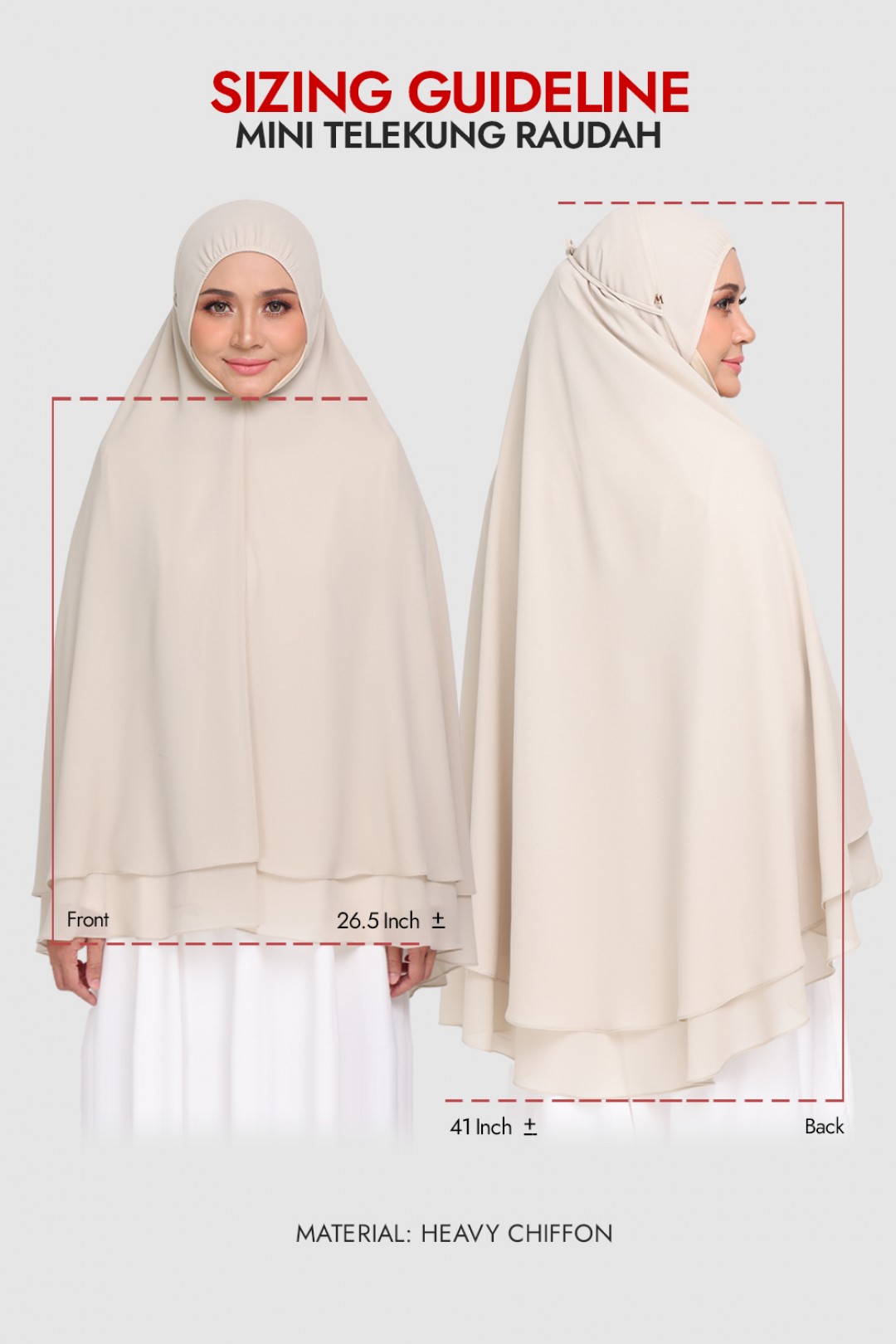 Mini Telekung Raudah Summer Beige