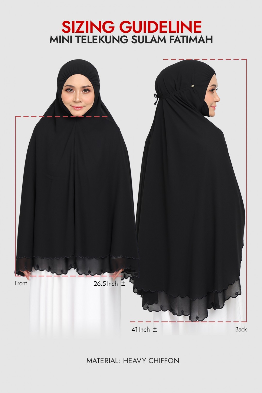 Mini Telekung Fatimah Smoky Black