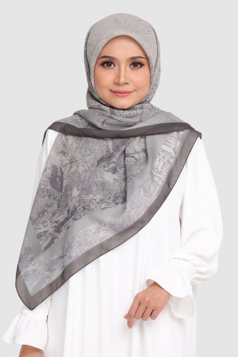 [SAMPLE]-Bawal Printed Hibiscus Grey