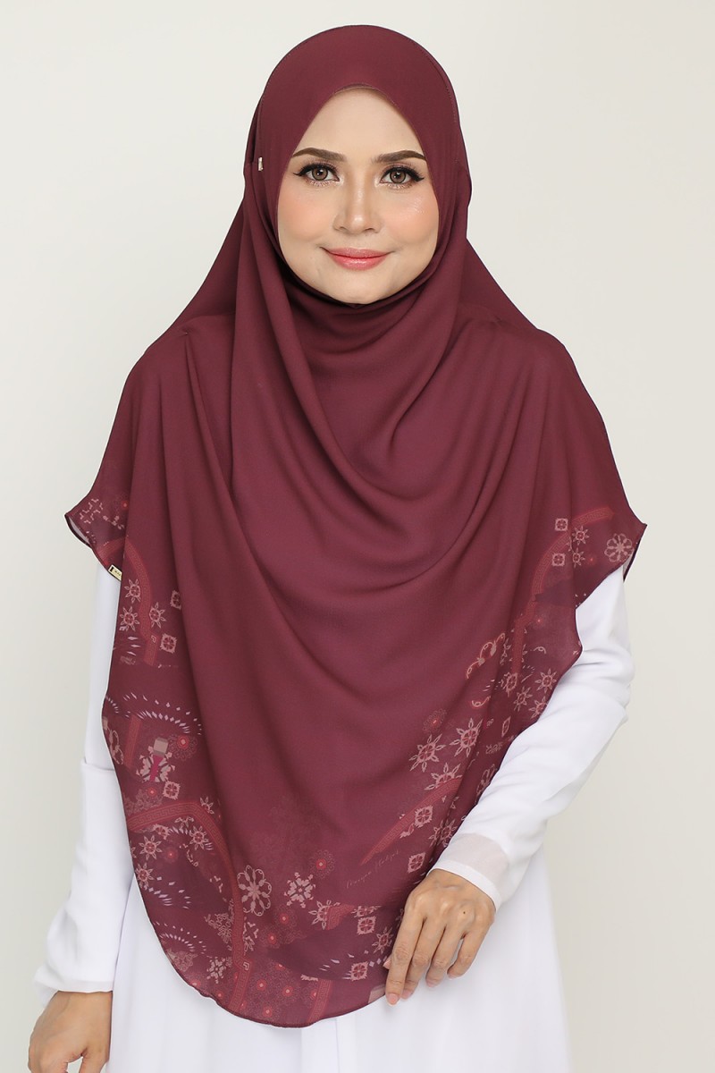 Umma Printed Raudhah Dark Burgundy