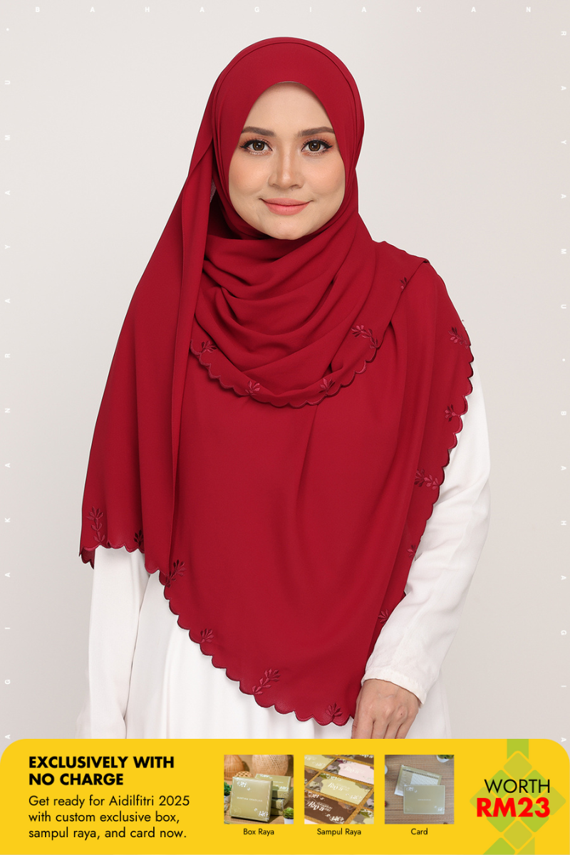 Shawl Sulam Claret Red