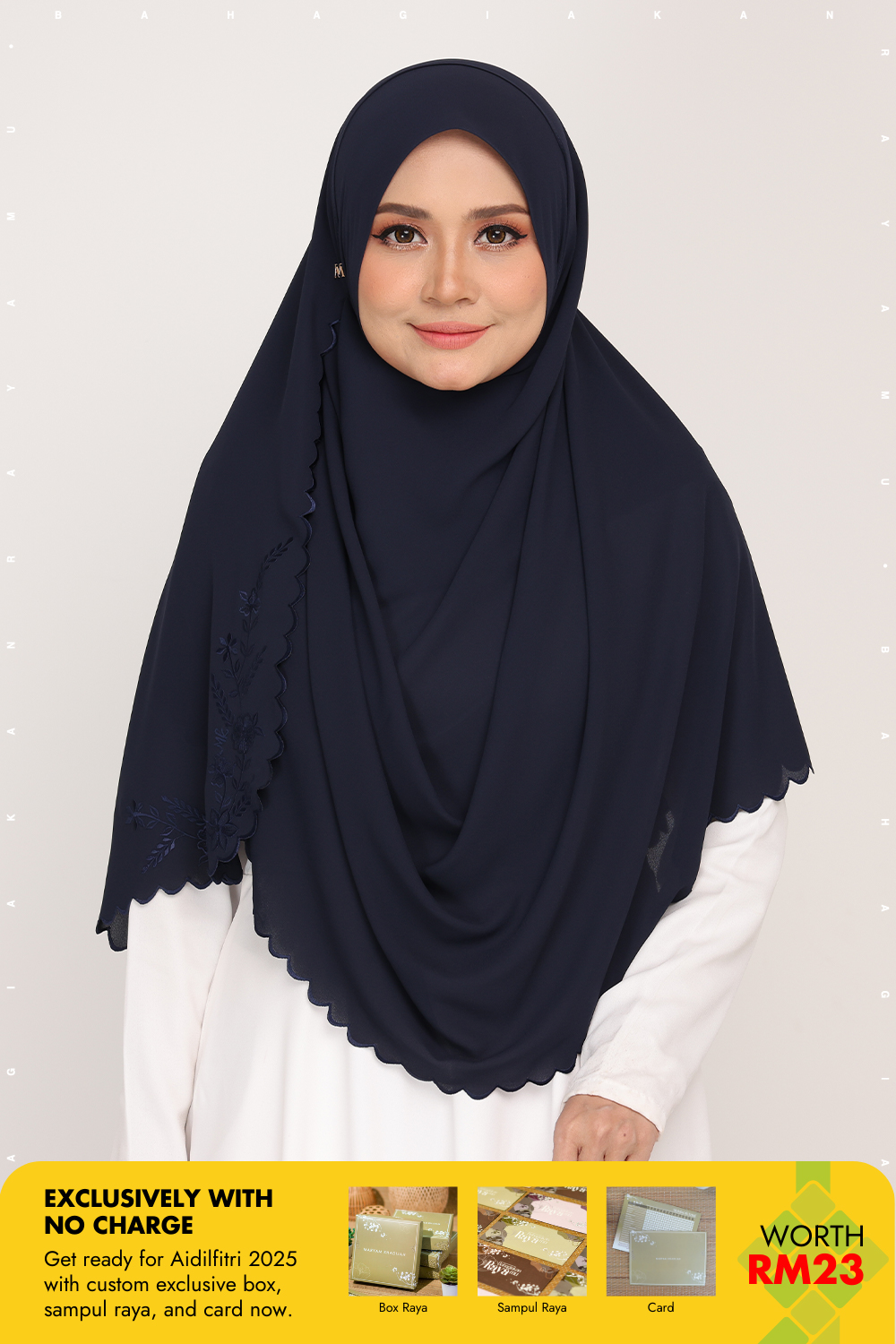 Shawl Sulam Metal Blue